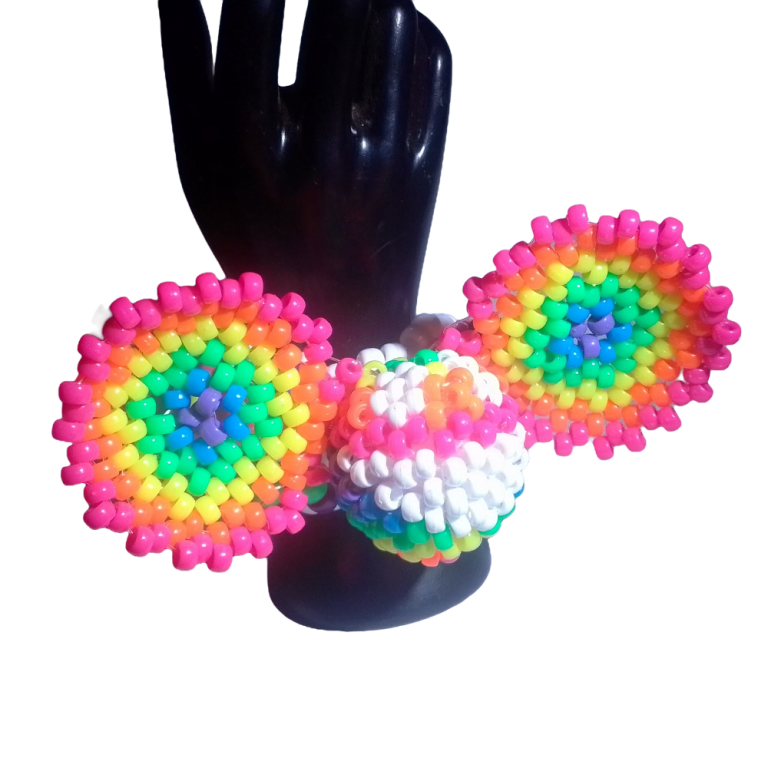 Rainbow Deadmau5 On 3d Rainbow Kandi Cuff Bracelet Kandy Raver PLUR